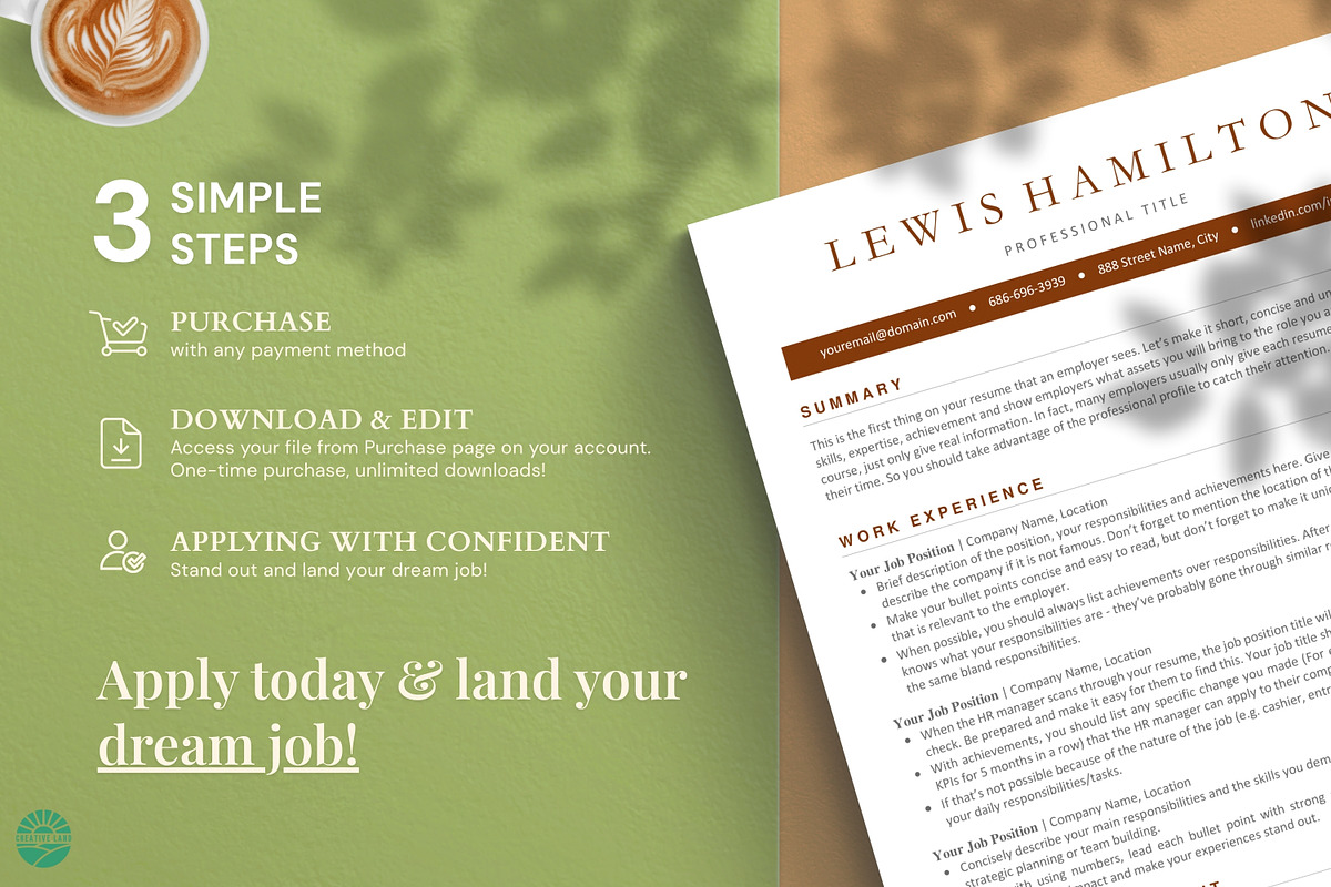 ATS Friendly Resume Template, a Resume Template by CreativeLandStudio (Photo 10 of 10)