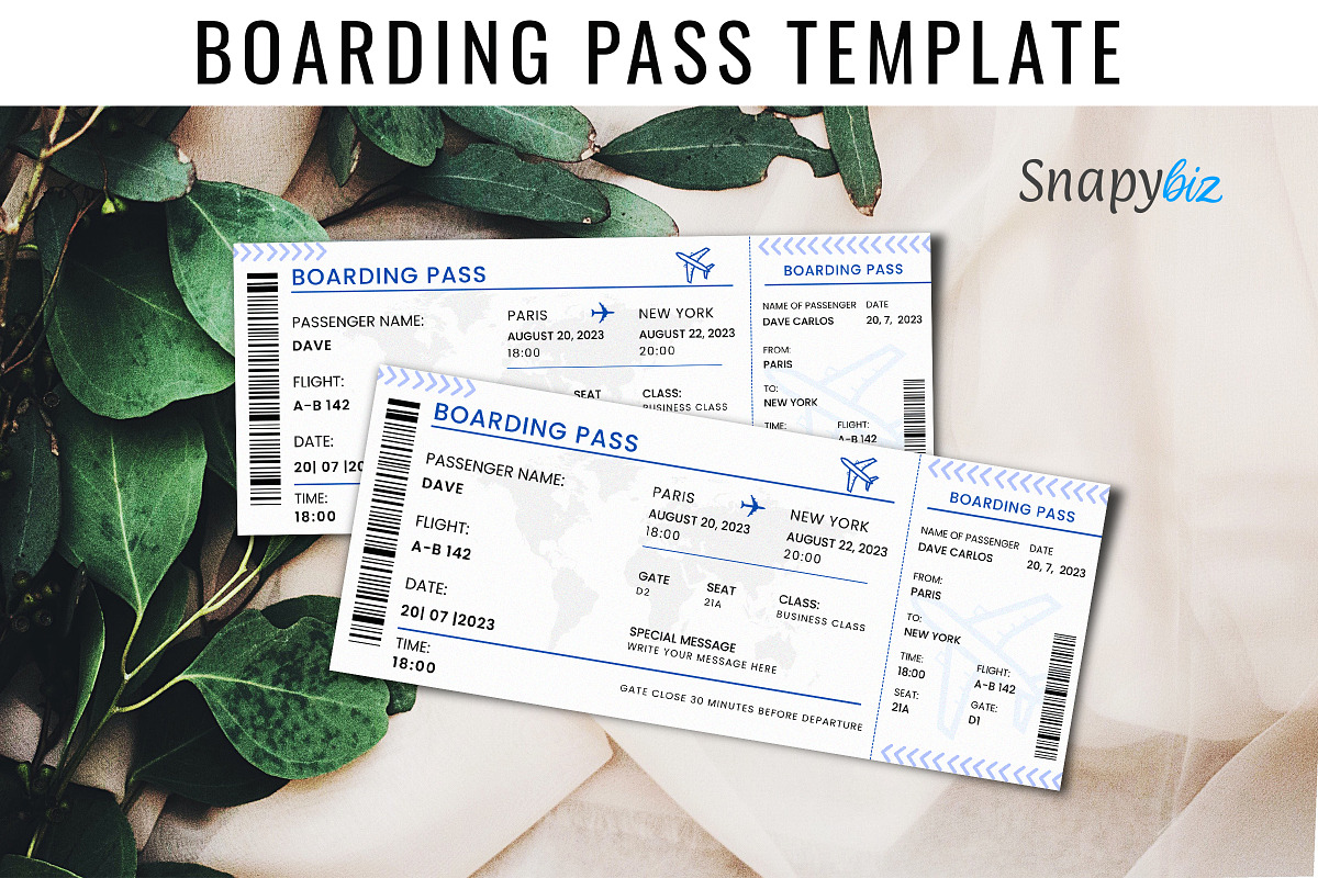 Editable Boarding Pass Ticket Design, a Templates & Theme by Snapybiz (Photo 5 of 10)