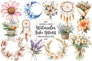 Boho Floral Spring Clipart, an Illustration by OK Design (Thumbnail 1 of 4)