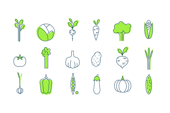 Vegetables Line Style Modern Design