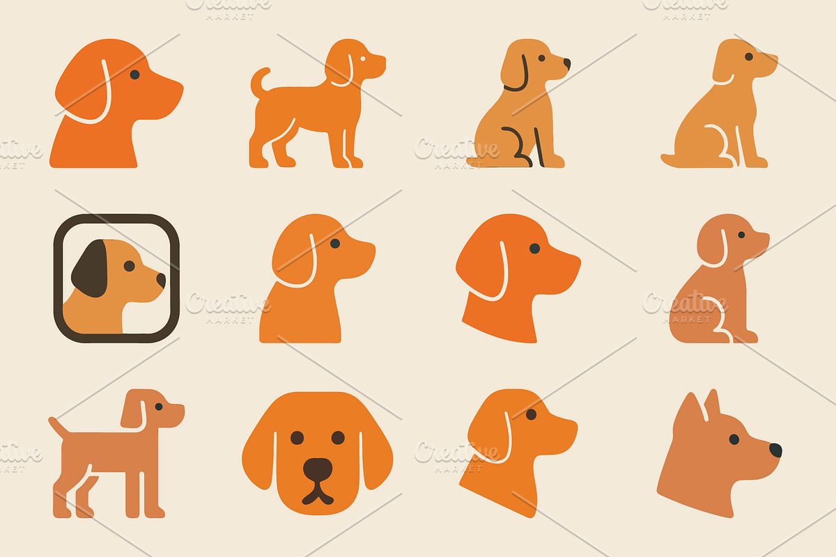 Dog Breed Icons Flat Design, a Branding & Logo Template by Vectorium Studio (Photo 1 of 13)