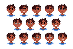 Boy facial expressions set, a Person Illustration by PaperTrident