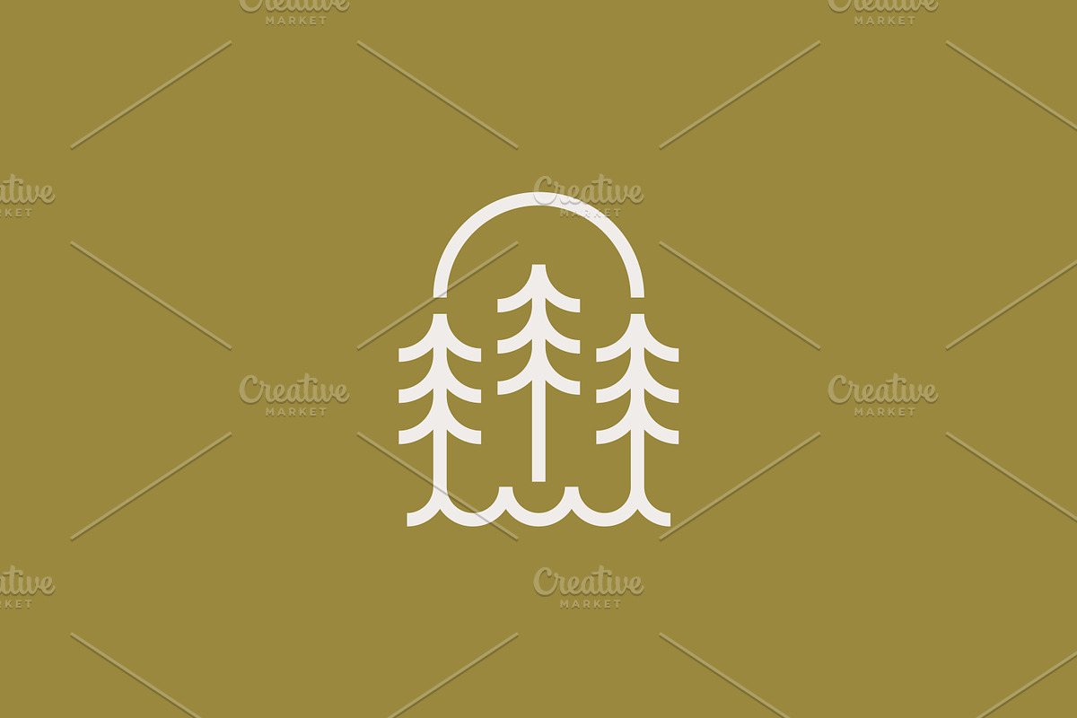 Pine Forest Arch Line Art Logo, a Branding & Logo Template by Signatoro (Photo 2 of 3)