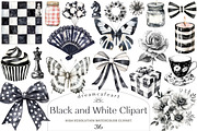 Watercolor Black and White Clipart, an Illustration by DreamCafeArt (Thumbnail 1 of 4)