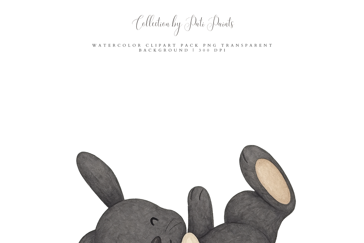 Easter Black Bunny Clipart Set, a Seasonal Illustration by Pati Paints (Photo 6 of 9)