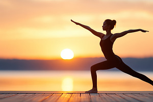 Woman practicing yoga in Warrior, a Sports & Recreation Photo by MistyDay