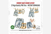 Cowboy Baby Denim Clipart Bundle, a Seasonal Illustration by Tanya Kart (Thumbnail 6 of 6)
