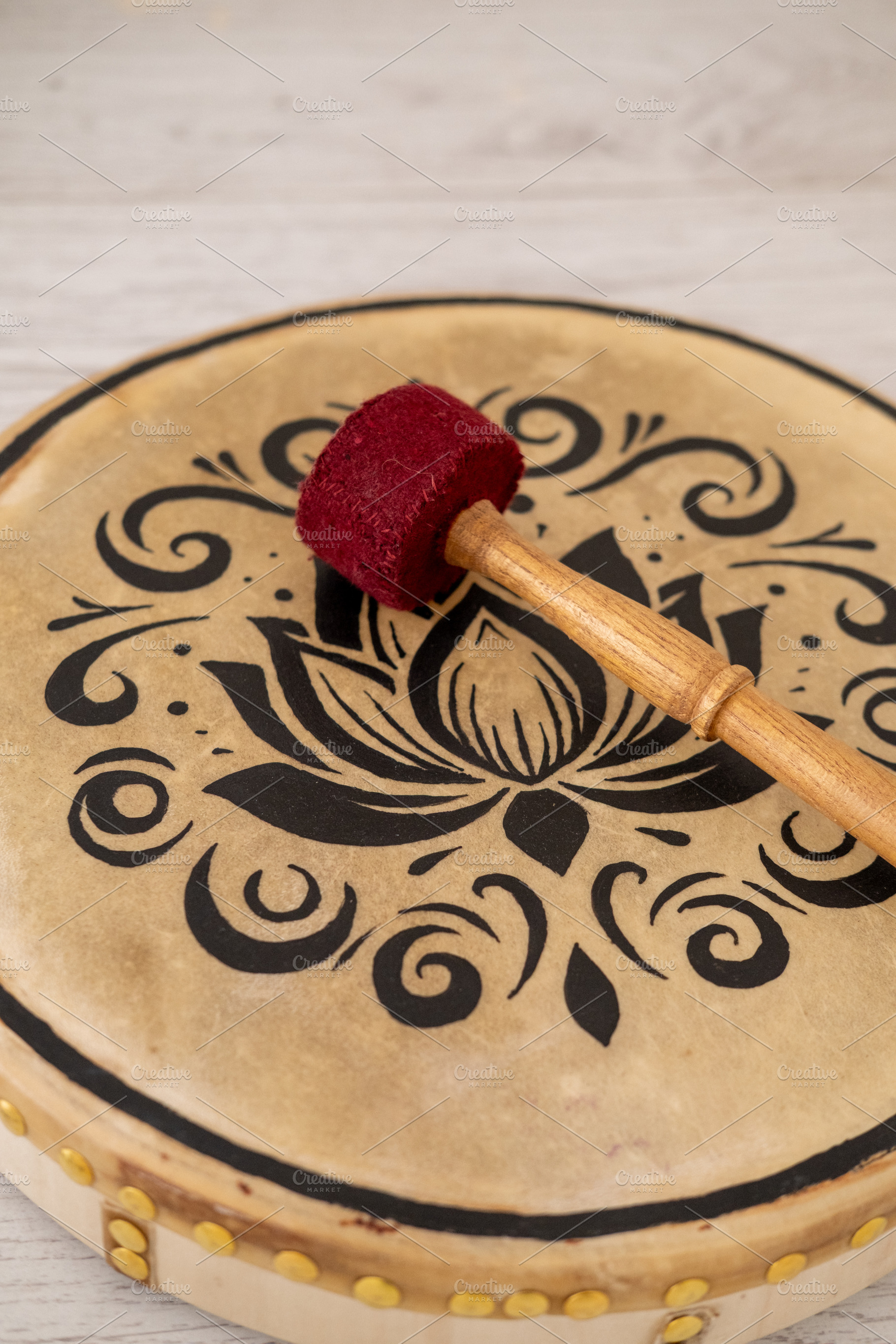 Tambourine sound therapy rhythm instrument healing, a Background Photo by Photo Drive Studio
