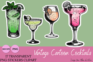 VINTAGE CARTOON COCKTAILS STICKERS