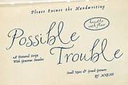 Possible Trouble: Textured Script, a Script Font by Mneme (Thumbnail 1 of 8)