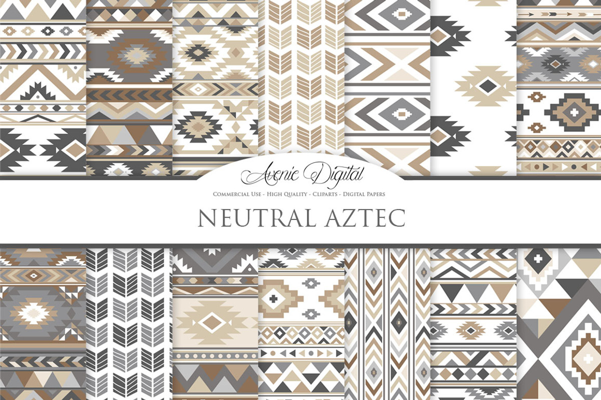 Neutral Aztec Digital Paper, a Pattern Graphic by Avenie Digital (Photo 1 of 4)