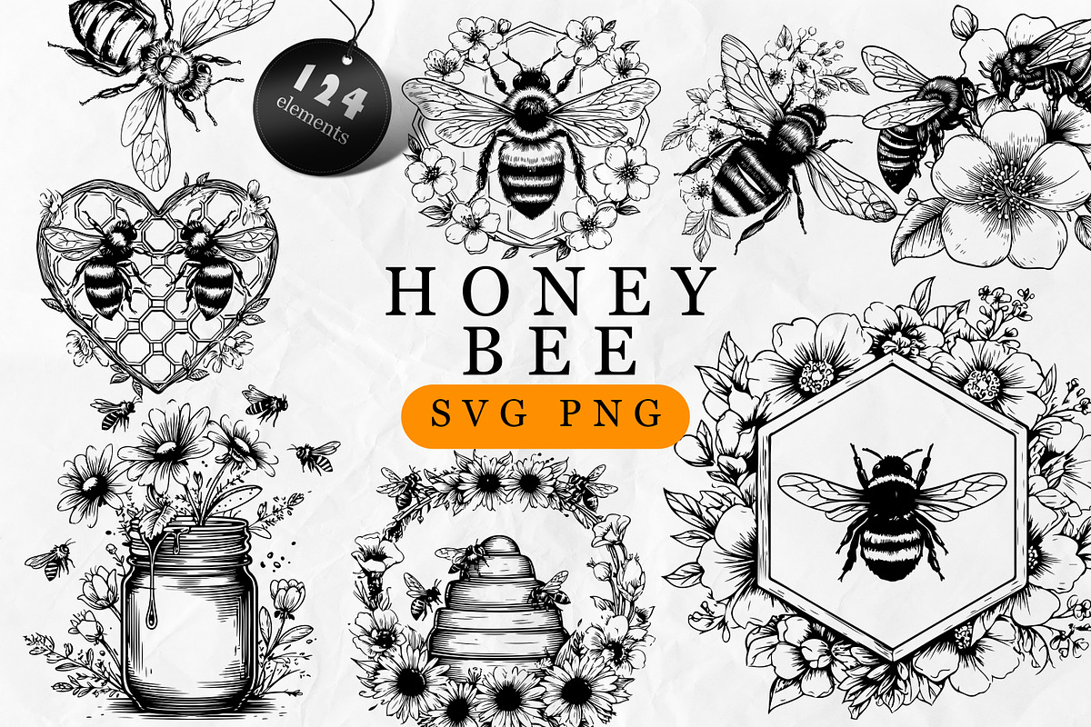 Honeycomb Bee SVG Bundle for Laser, an Object Graphic by Dervik Art Store (Photo 1 of 7)