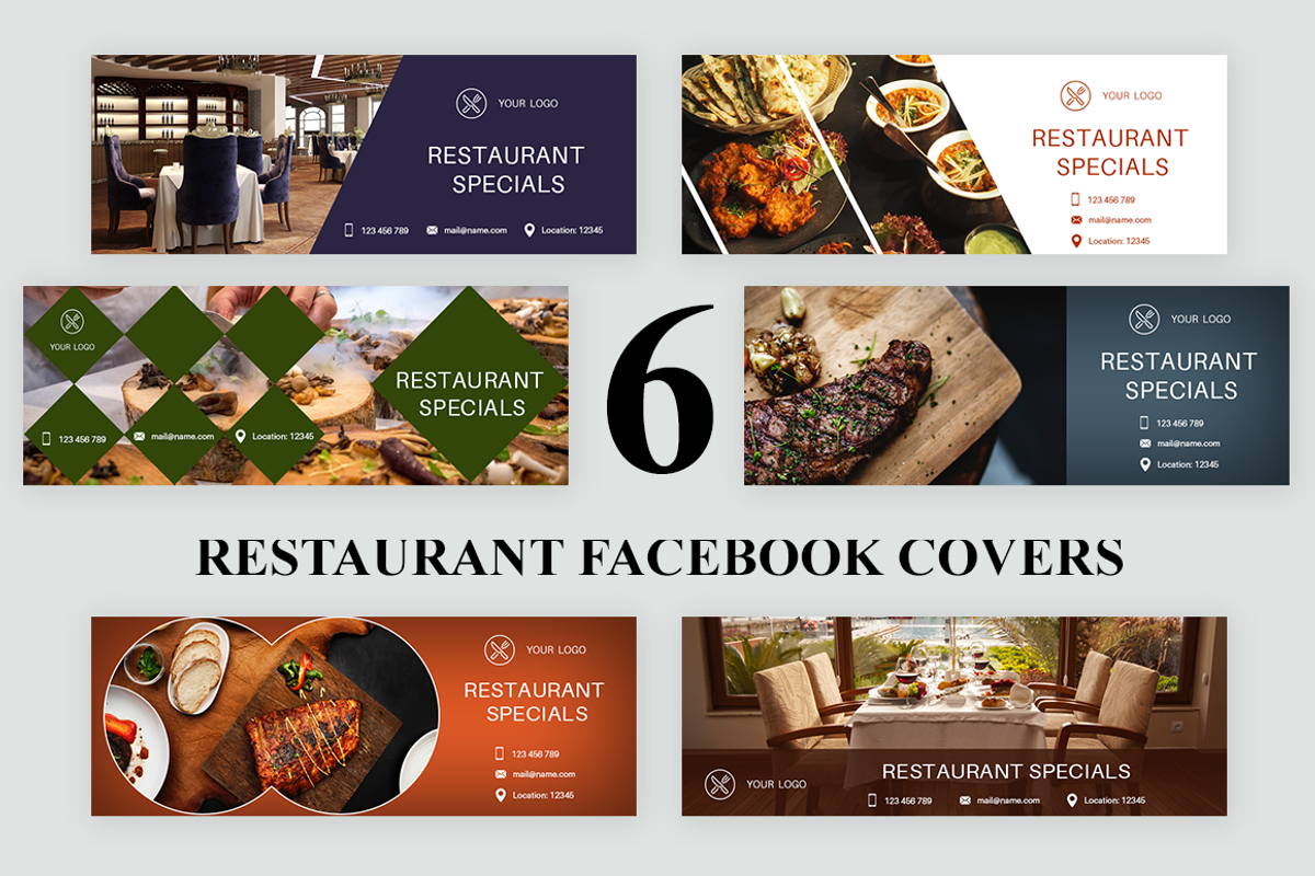 6 Restaurant Facebook Covers, a Social Media Template by Creatricks (Photo 1 of 7)