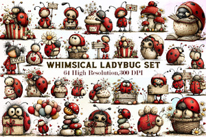 Whimsical Ladybug Clipart, an Illustration by Sublimation Artist