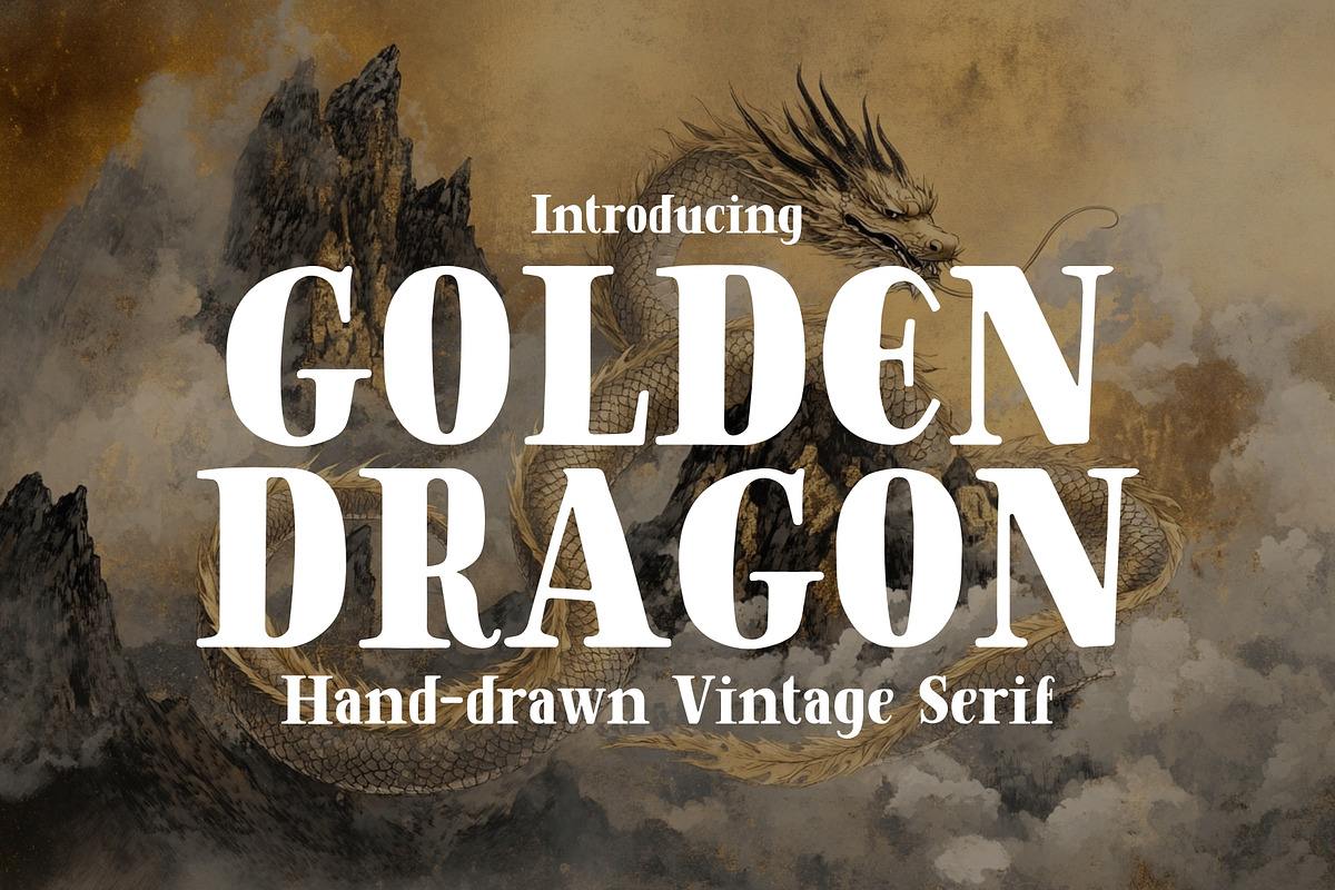 Golden Dragon - Hand-drawn Serif, a Serif Font by HipFonts (Photo 1 of 10)