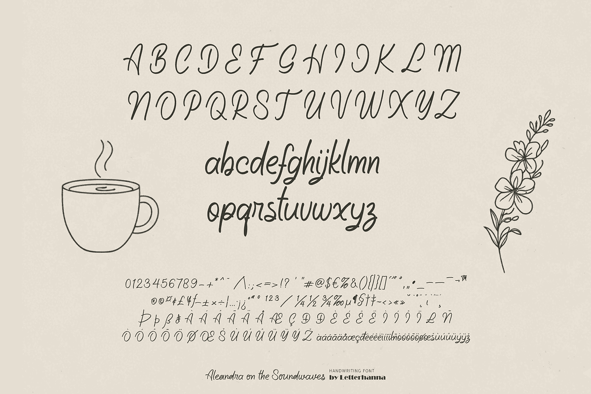Aleandra on the Soundwaves Font, a Handwritten Font by Letterhanna Studio (Photo 2 of 10)