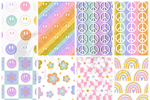 Muted Rainbow Retro Pattern