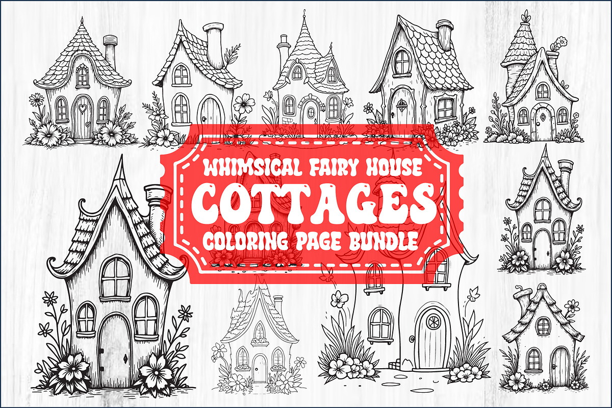 Whimsical Fairy Cottages Coloring, a Graphic by BIPLOB EXPERT (Photo 2 of 2)