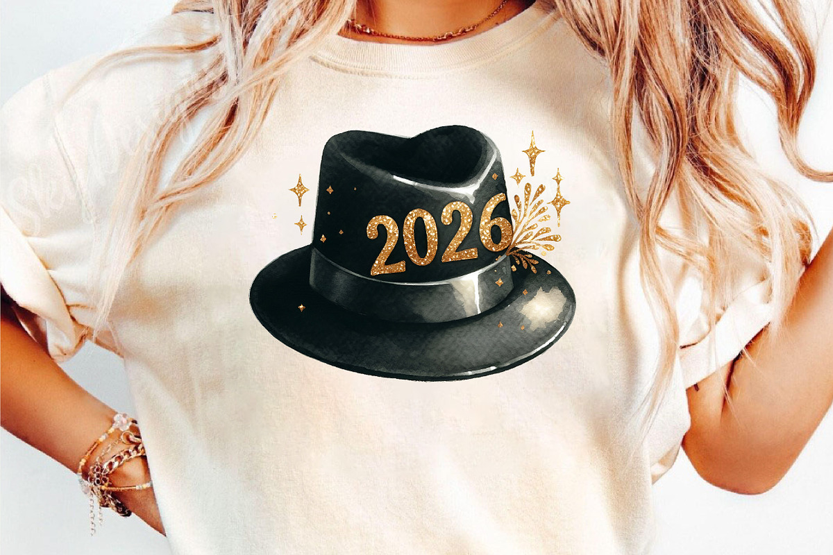 Black and Gold New Year Hat Clipart, an Illustration by DreamCafeArt (Photo 7 of 8)