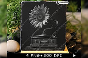 Vintage Gramophone Sunflower Retro, a Background Graphic by LaseredNinja (Thumbnail 4 of 7)