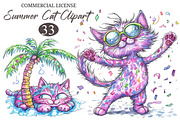 Whimsical Summer Cat Png Clipart, an Illustration by designcity5 (Thumbnail 1 of 5)