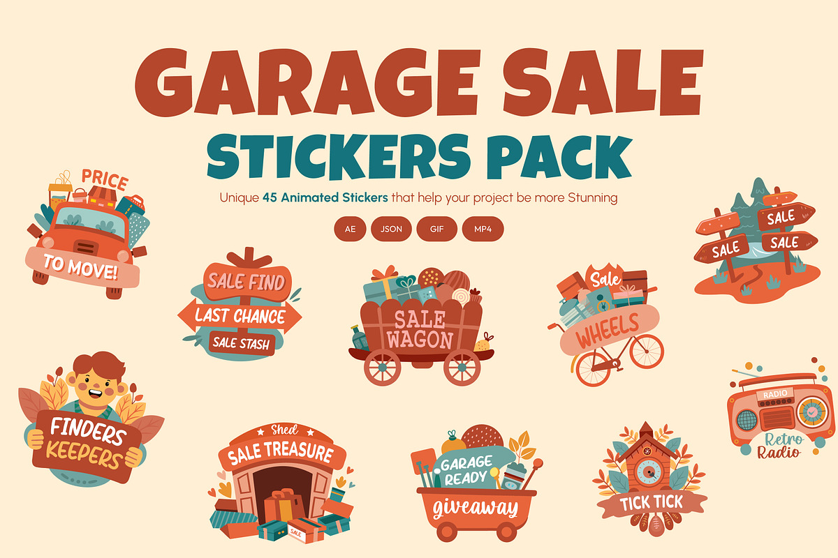 Animated Garage Sale Stickers, an Emoji Icon by Brickclay (Photo 1 of 5)