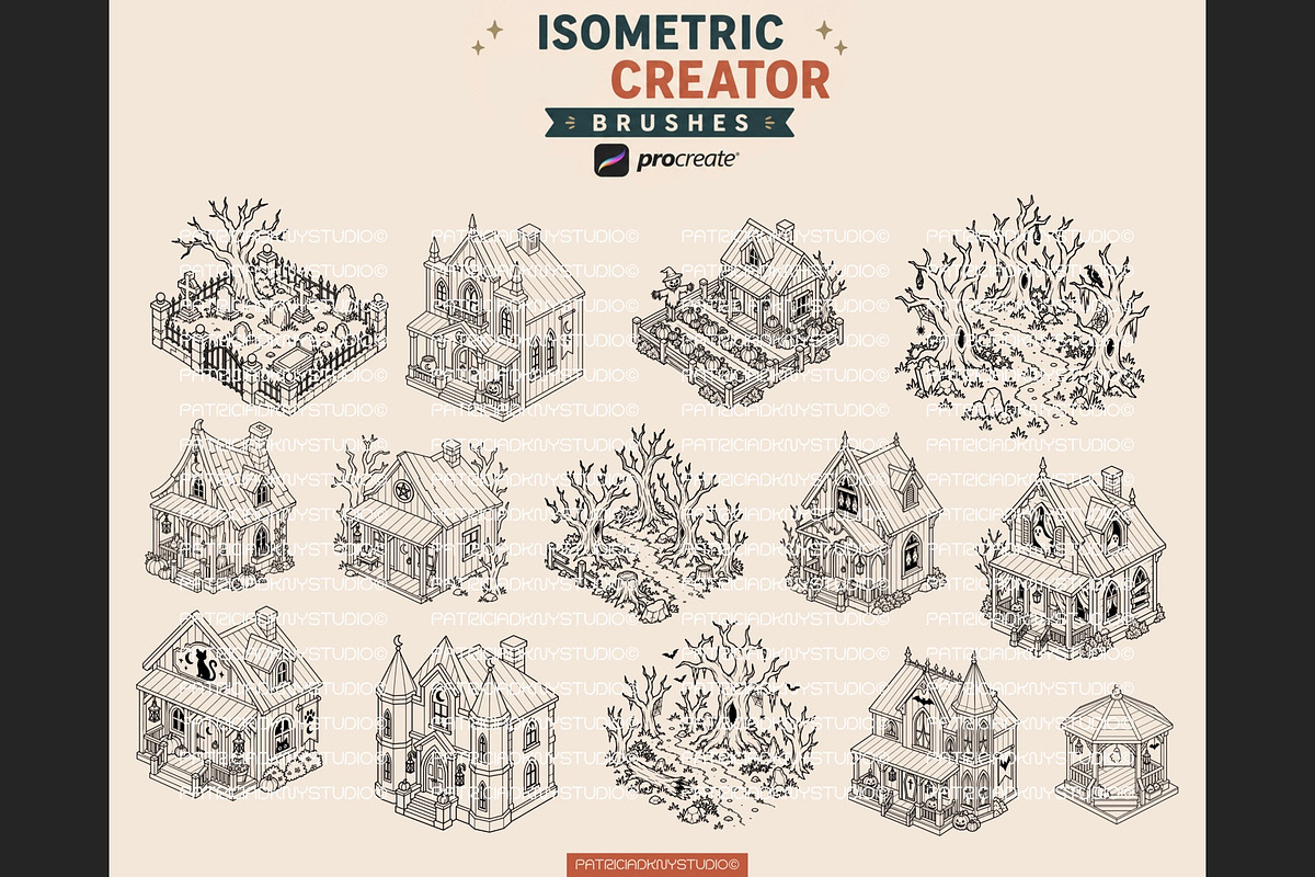 Procreate Spooky town creator brush, a Brush Add-On by PDknyStudio (Photo 4 of 5)