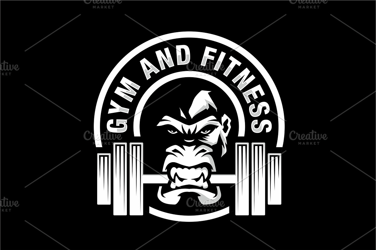 Fitness logo design with gorila icon, a Branding & Logo Template by swarnstudio