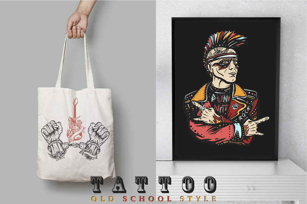 Punks old school tattoo, a Background Graphic by intueri (Photo 6 of 7)