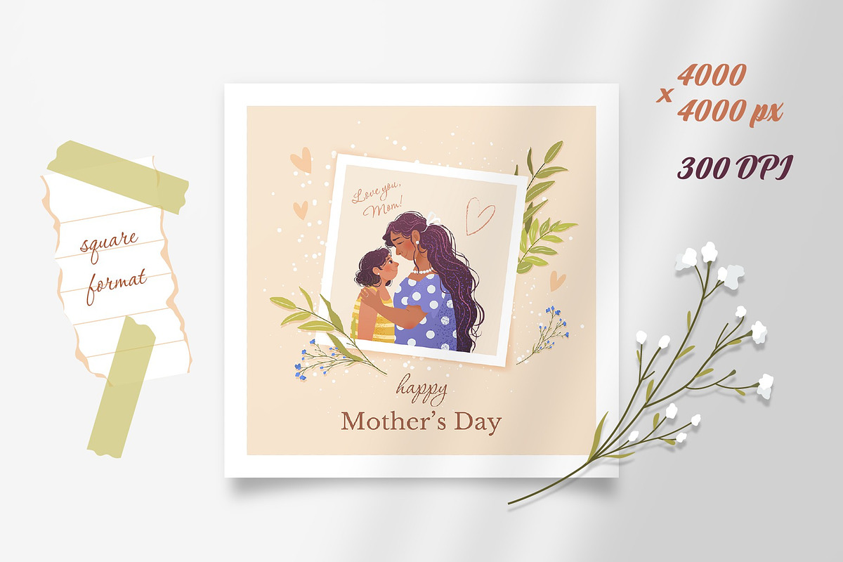 Mother’s Day Greeting Cards, a Seasonal Illustration by IuliiaSavko (Photo 2 of 4)