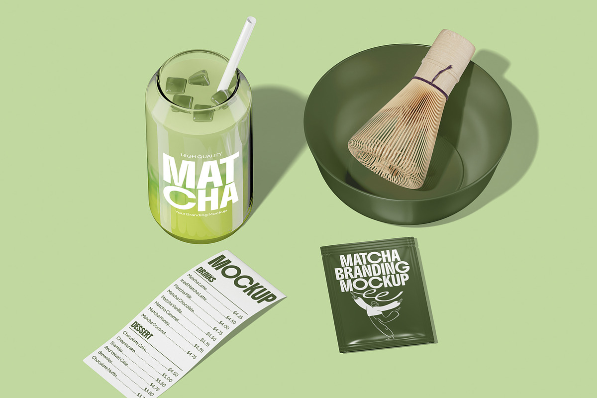 Matcha Branding Mockup, a Merchandise Mockup by Unerispace (Photo 4 of 5)