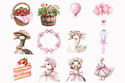 Watercolor Strawberry Goose Clipart, a Seasonal Illustration by Design Market (Thumbnail 2 of 5)