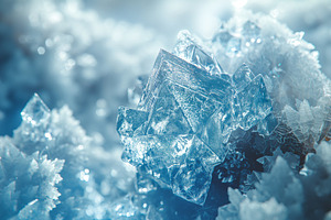 Close-up of shimmering blue crystals reflecting light in a delicate icy setting, a Background Photo by ImageMir