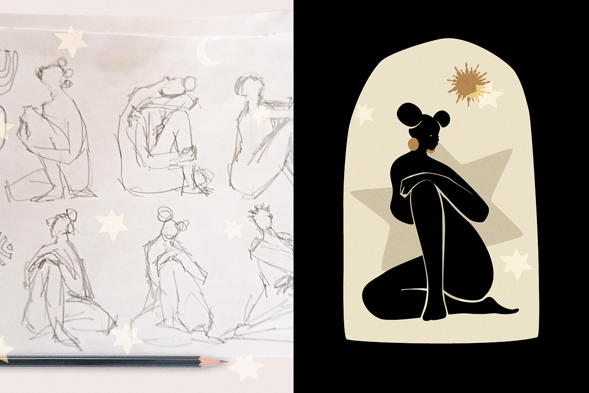 Afro Girls And Golden Moon, a Decorative Illustration by svetlana.belaia (Photo 8 of 12)