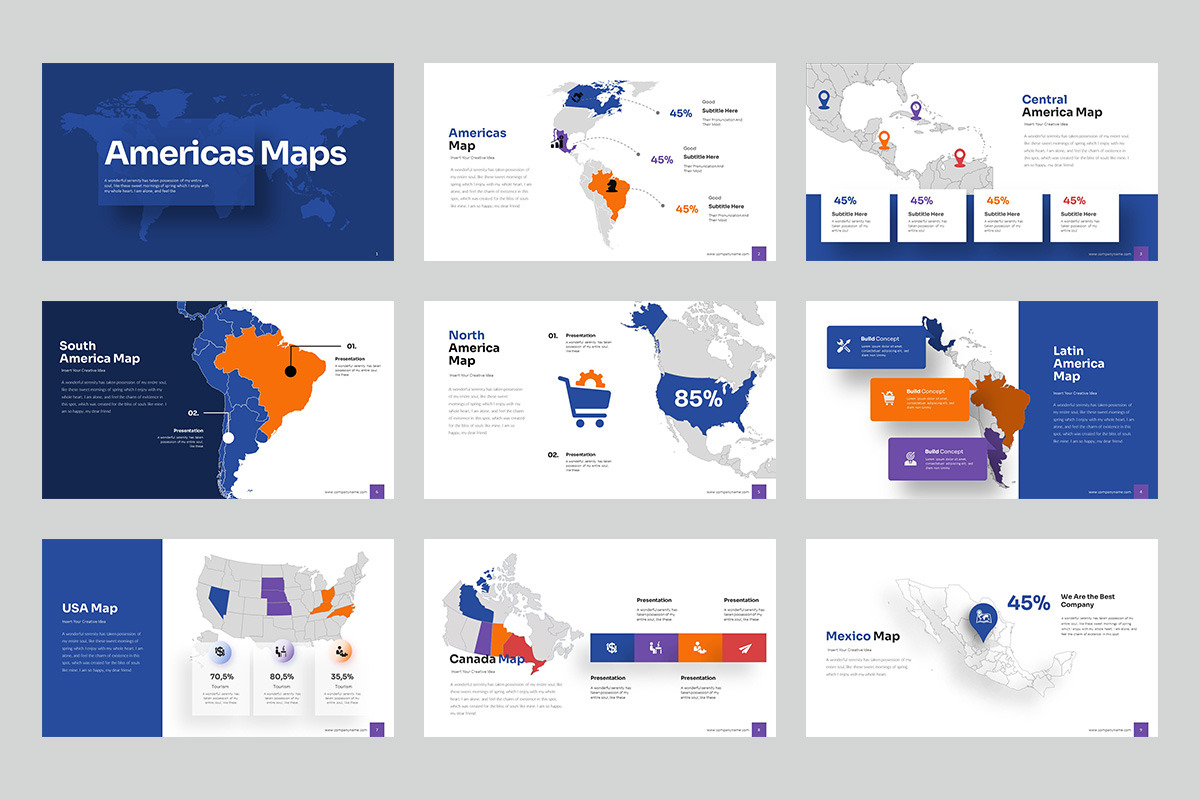 Americas Maps Keynote Templates, a Presentation Template by Stock Shape (Photo 3 of 4)