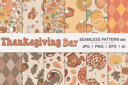 Thanksgiving Day pattern set, a Pattern Graphic by @olga.angelloz