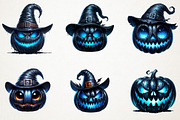 Creepy Black Halloween Pumpkin PNG, an Illustration by RobertsArt (Thumbnail 3 of 7)