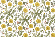 4 Seamless Flowers Dandelion Vintage, a Pattern Graphic by Vintage (Thumbnail 4 of 11)