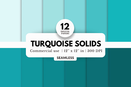 12 Turquoise Solids Digital Papers