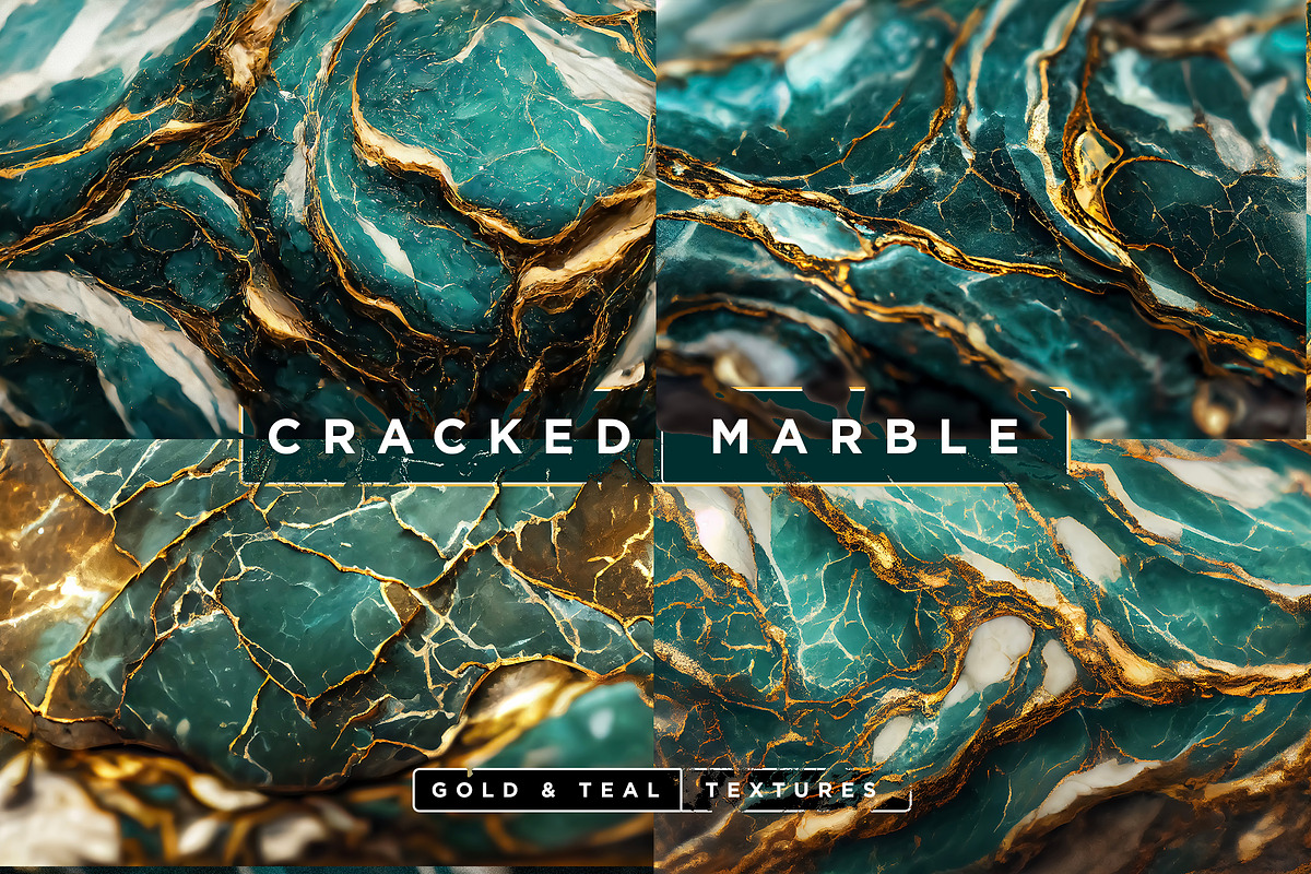 Cracked Teal & Gold Marble Textures, a Texture Graphic by Layerform (Photo 2 of 4)