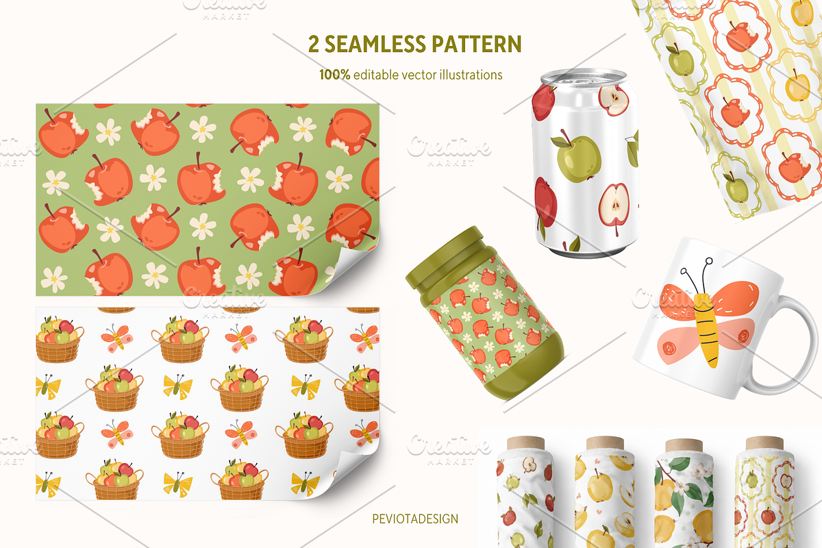 Sweet apples vector collection, a Food Illustration by Peviotadesign (Photo 10 of 11)
