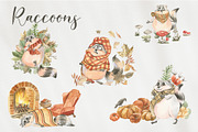 Cute autumn raccoons, an Illustration by Love Watercolor Store (Thumbnail 6 of 11)