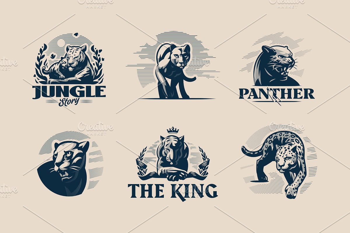 Collection of wild predatory cats., an Animal Illustration by Masterlevsha (Photo 1 of 2)