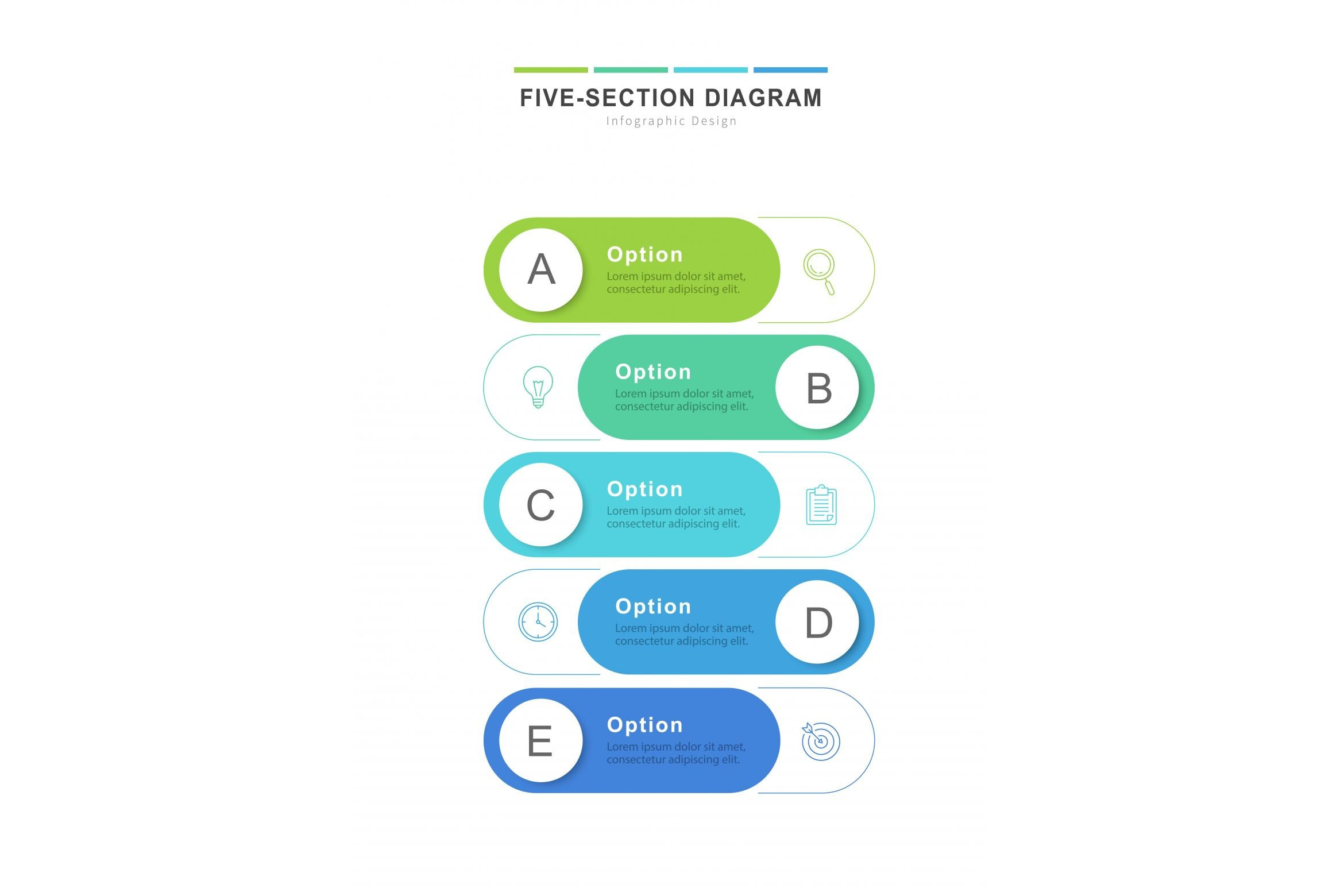 Five section diagram infographics, a Presentation Template by TotallypicRF