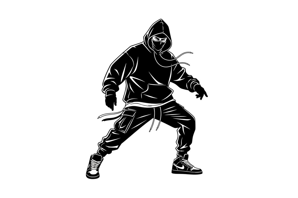 Hooded Street Ninja Silhouette, a Graphic by Gfx_Store (Photo 4 of 10)