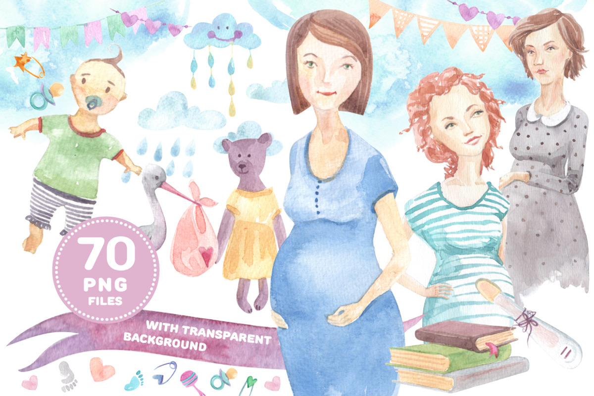 Baby shower watercolor collection, an Object Illustration by soolima (Photo 3 of 6)