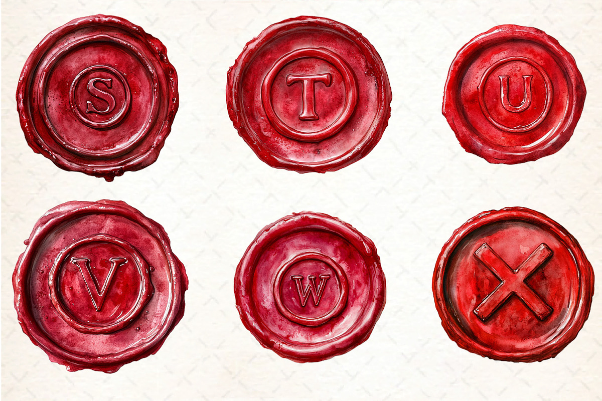 Seal Wax Letter Red Stamp Bundle, an Illustration by DreamCafeArt (Photo 5 of 7)