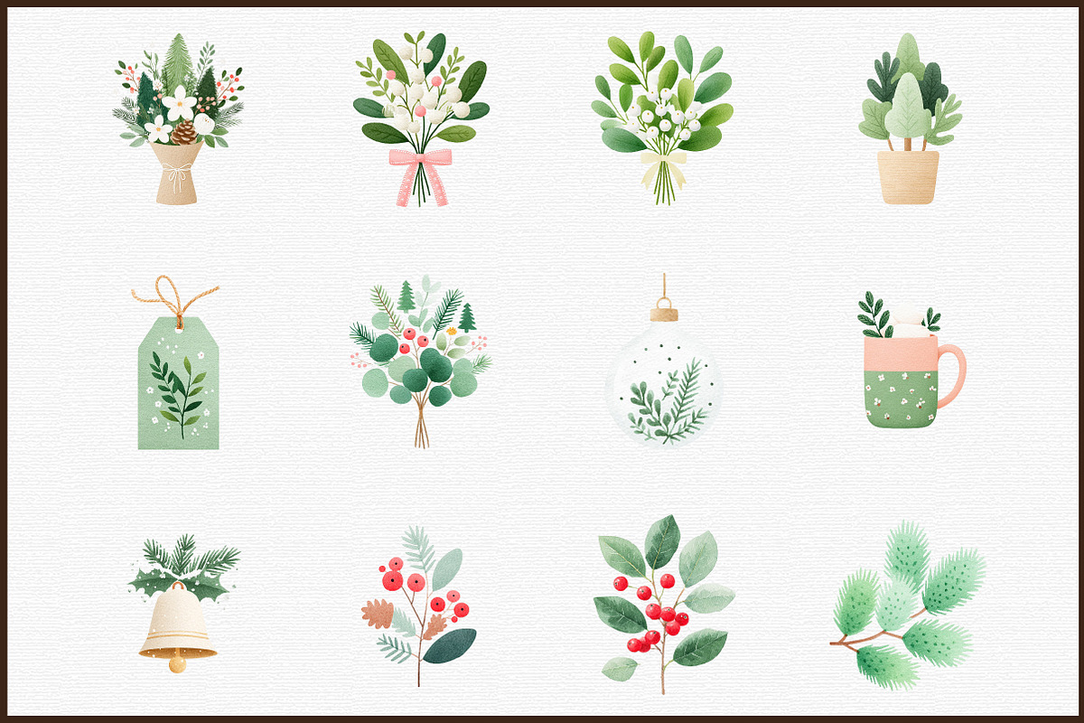 Evergreen Clipart Watercolor Christm, an Illustration by Sublimation Artist (Photo 3 of 6)