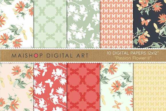 Digital Paper Passion Flower Set 02 preview 4