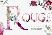 Winter Floral Alphabet Letter, a Decorative Illustration by Cacacolors Clipart (Thumbnail 1 of 6)